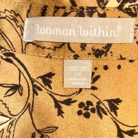 Woman Within Plus Size 2X (26-28) Faux Suede Moleskin Button Shirt Top Brown Tan - Picture 4 of 12